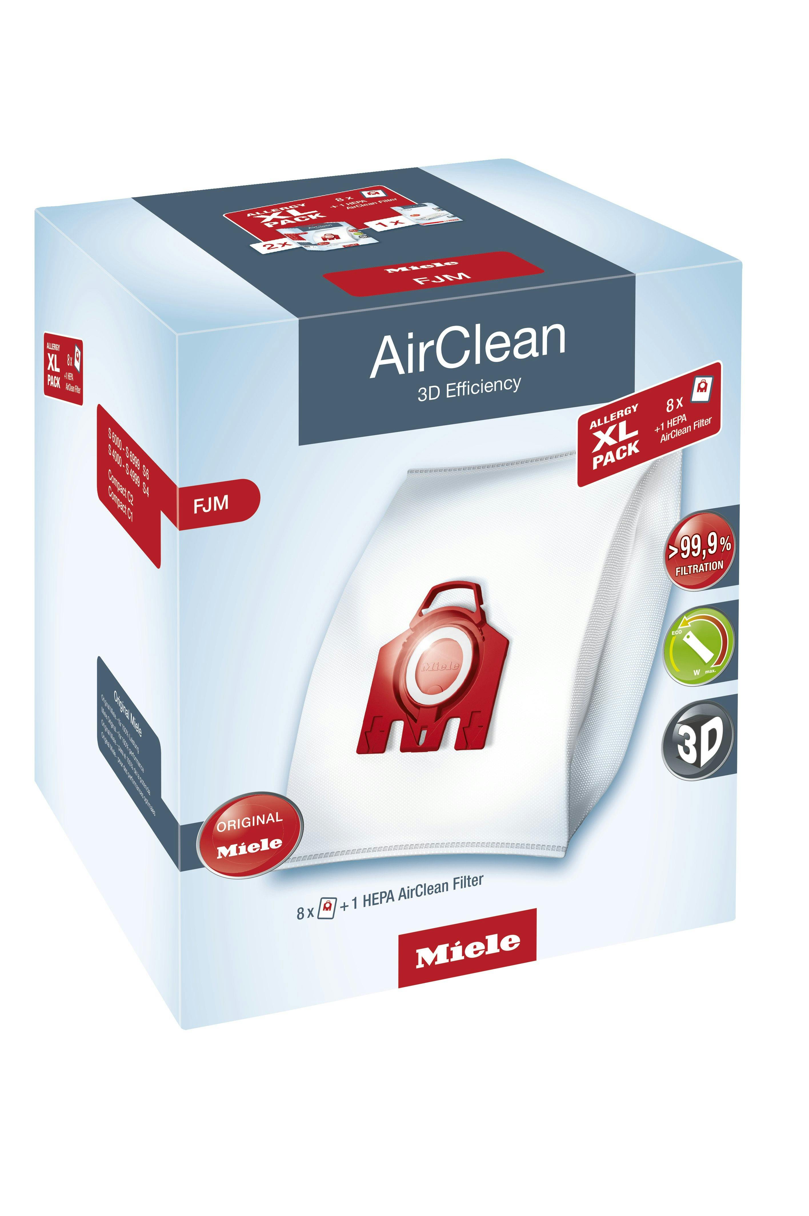 Miele FJM XL Pack AirClean 3D Efficiency Filter Bags with HEPA Filter