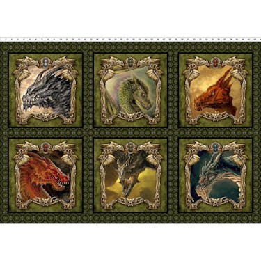 In The Beginning Fabrics Dragons - The Ancients Fabric Panel 44