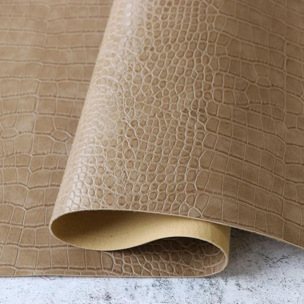 Sallie Tomato Clay Beige Faux Alligator Leather 1/2yds