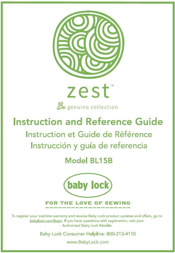 FREE Digital Manuals for Baby Lock Zest BL15B - FREE Shipping over