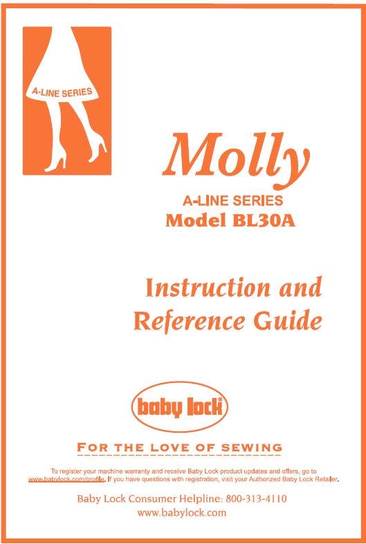 FREE Digital Manuals for Baby Lock Molly - 1000's of Parts