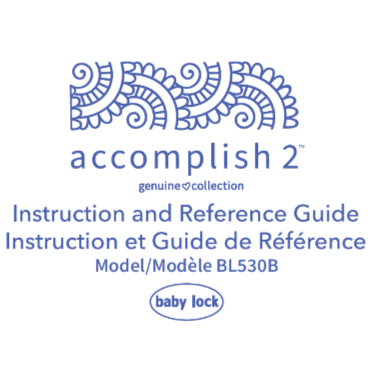 FREE Digital Manuals for Baby Lock Accomplish 2 BL530B - FREE