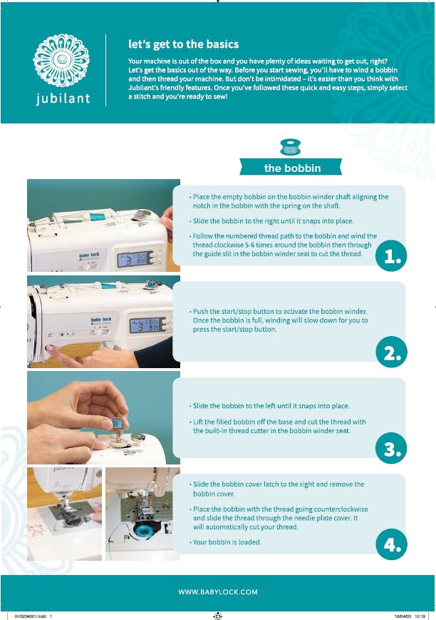 Baby Lock Jubilant BL80B Basics Guide