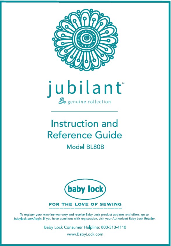 Baby Lock Jubilant BL80B Instruction Manual