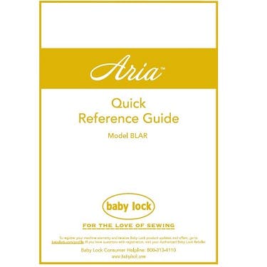 Baby Lock Aria BLAR Quick Reference Guide