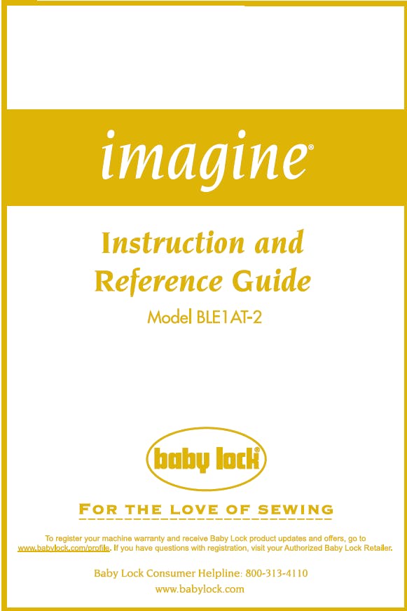 Baby Lock Imagine BLE1AT-2 Instruction Manual