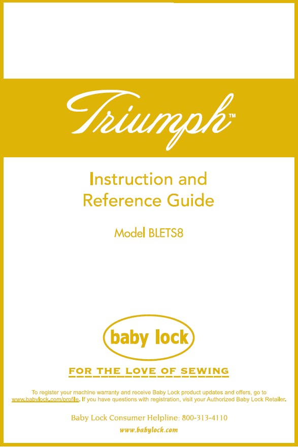 Baby Lock Triumph BLETS8AE/BLETS8 Instruction Manual