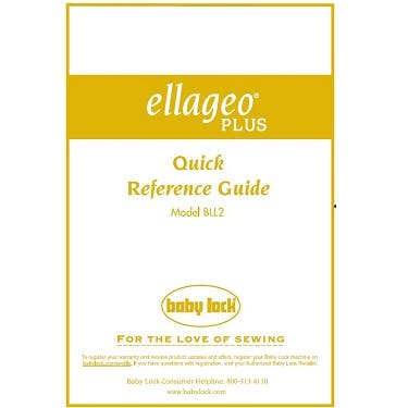 Baby Lock Ellageo Plus BLL2 Quick Reference Guide