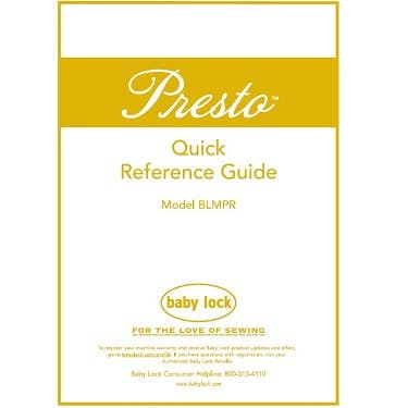 Baby Lock Presto BLMPR Quick Reference Guide