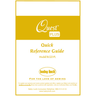 Baby Lock Quest BLQ2/BLQ2-PL Quick Reference Guide