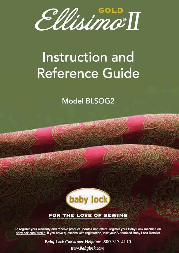 Baby Lock Ellisimo Gold 2 BLSOG2 Instruction Manual