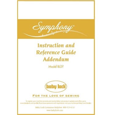 Baby Lock Symphony BLSY Instruction Manual Addendum