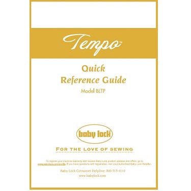 Baby Lock Tempo BLTP Quick Reference Guide