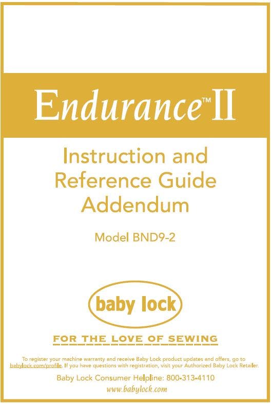 【◆小さくて運びやすい◆baby lock mate 】整備済み品 現品管理番号：s0731_02 FREE Digital Manuals for Baby Lock Endurance 2 BND9-2 - 1000's of