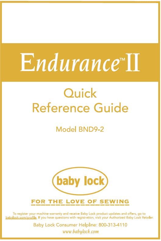 FREE Digital Manuals for Baby Lock Endurance 2 BND9-2 - 1000's of