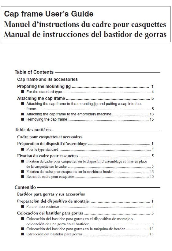 Brother Persona Single-Needle PRS100 Cap Frame Instruction Manual