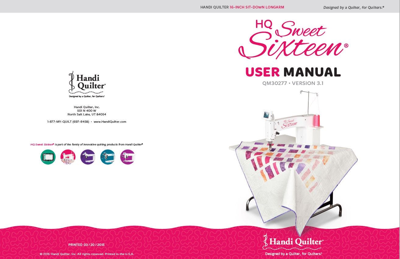 Handi Quilter Sweet Sixteen Instruction Manual Version 3.1
