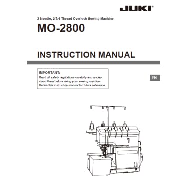 FREE Digital Manuals for Juki MO-2800 2 Needle, 2/3/4 Thread