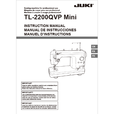 Juki TL2200QVP Mini Instruction Manual