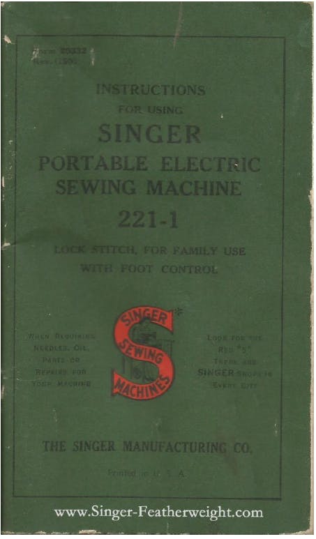 Singer Feather Weight 221 Instruction Manual