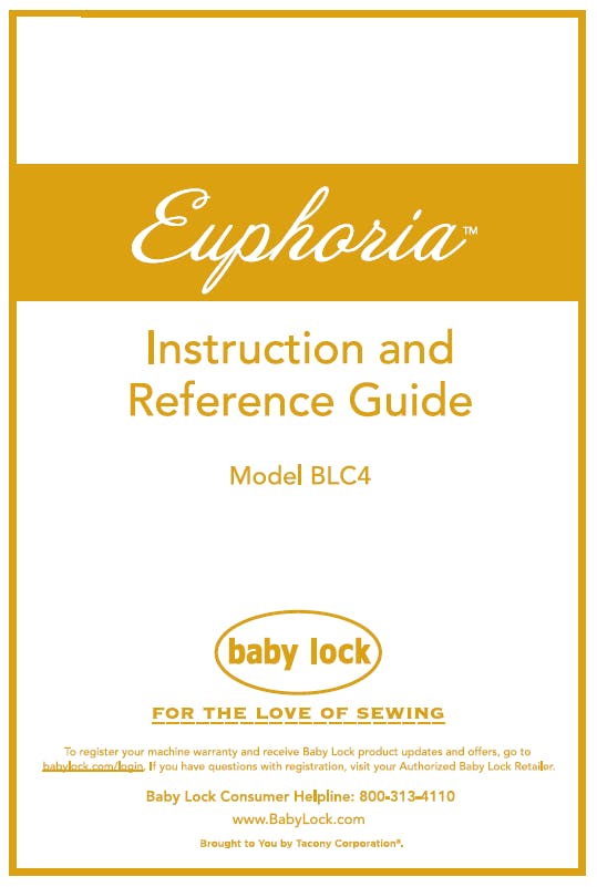 Baby Lock Euphoria BLC4 Instruction Manual