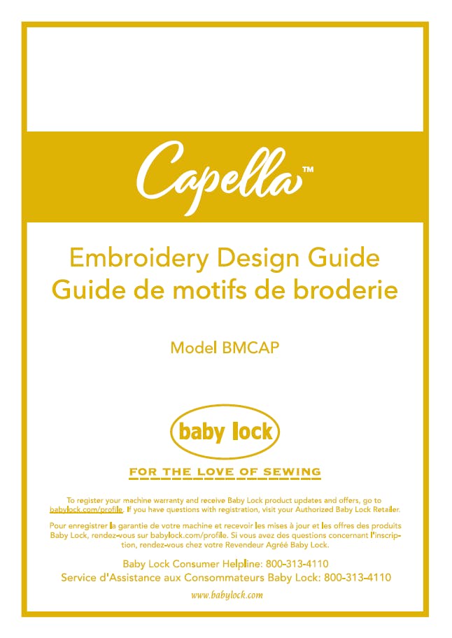 Baby Lock Capella BMCAP Embroidery Design Guide