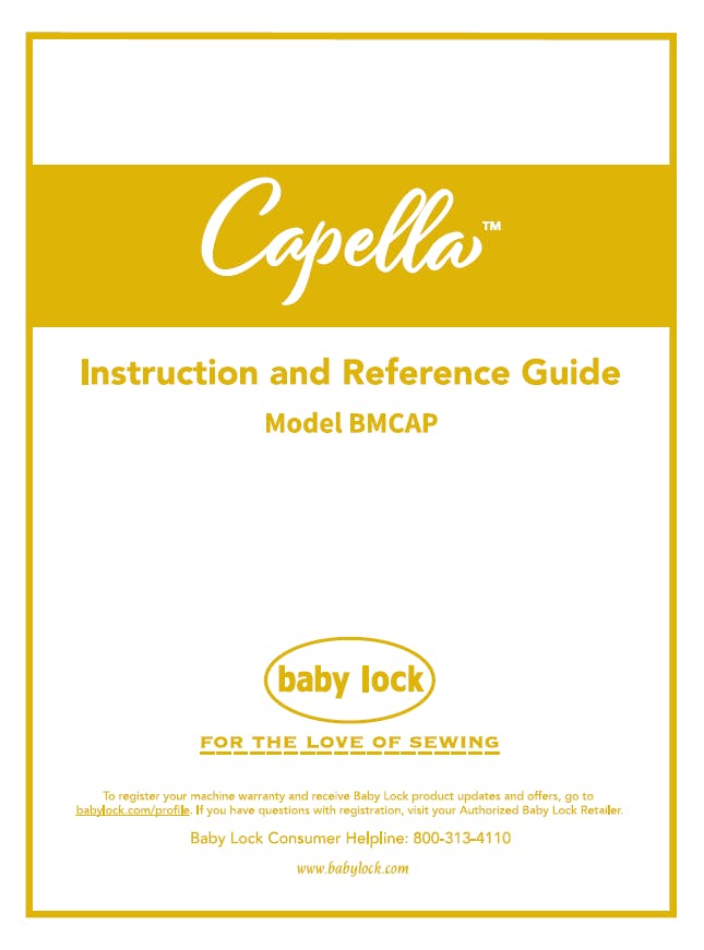 Baby Lock Capella BMCAP Instruction Manual