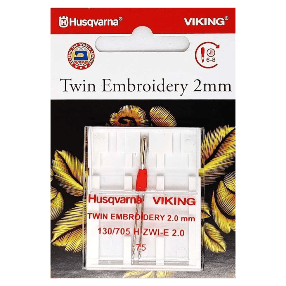 Husqvarna Viking Twin Embroidery Needle Size 75/11 2mm