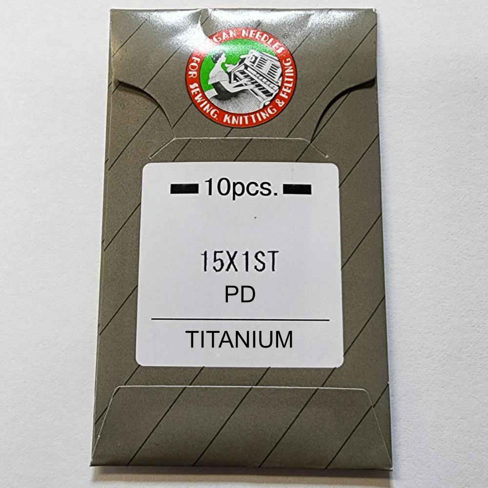 Organ Embroidery Needles <br> 15x1ST PD Titanium <br> 10or100 Pk (Choose Size <br> Lasts 3 - 5 Times Longer