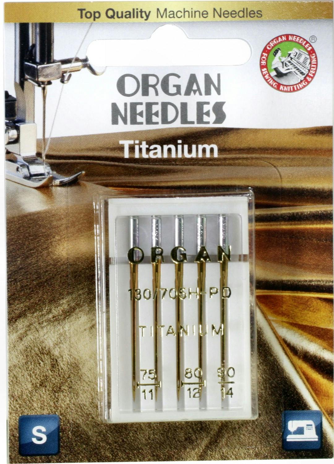 Organ Needles Titanium Combo Sizes 75-90 BP 5 PACK