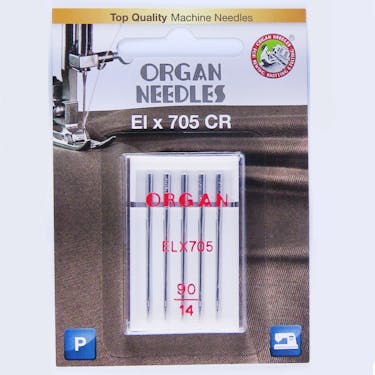 Organ Cover Stitch <br> Needles ELx705 CR <BR> 90/14 Ball Point <BR> 5 Pack Chrome Finish