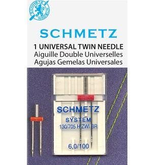 Schmetz Universal Twin Needle SIZE 6.0/100 OR 8.0/100