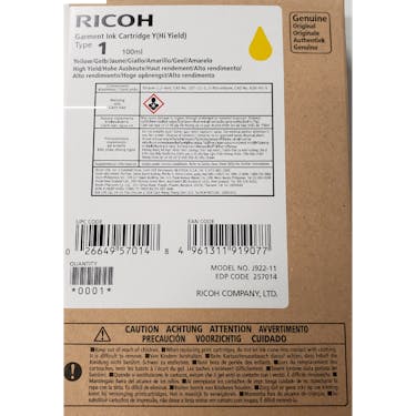 RICOH Garment Ink Cartridge Yellow (Hi Yield) Type 1